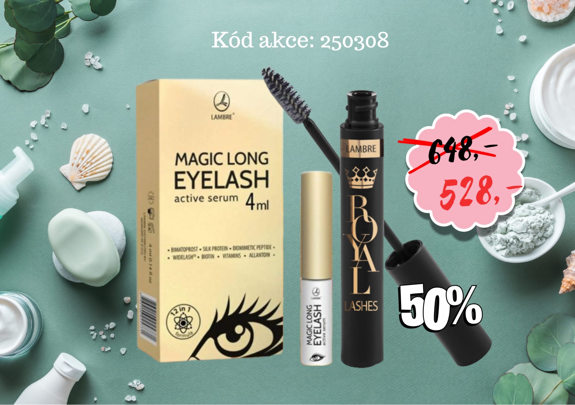 Sérum na řasy Magic + řasenka Royal s 50% slevou